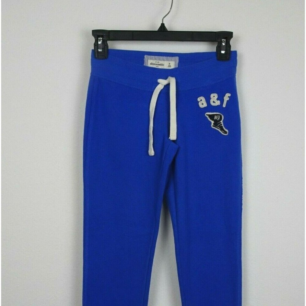 💰3/$25 Abercrombie Kids Jogger Sweat Pants Drawstring Logo Blue Comfy M - Picture 4 of 12